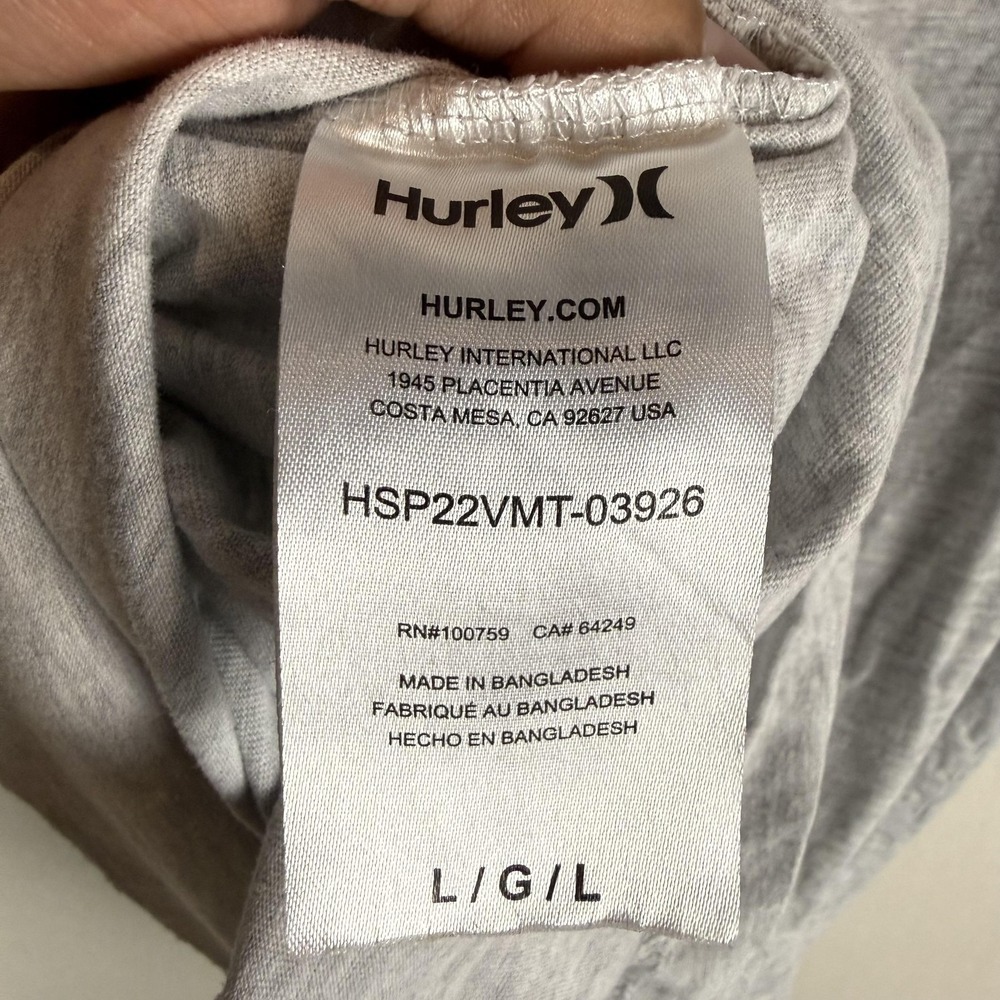 Hurley Shirt Mens Large Gray Surf Sunburst Graphic Tee Tagless Cotton‎ Blend - Picture 11 of 13